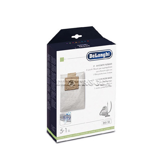 SACCHETTI ASPIRAPOLVERE DE LONGHI XTL7060, XTL212PET, XTL220PEV, XTL7020, XTL210PE, XTL190PE, XTL220PEN, XTL7040 DLS33 55191105