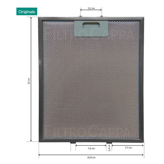 GRI0009222 FILTRO CAPPA IN METALLO 320x259x9mm ELICA TURBOAIR GORENJE BARRIVIERA