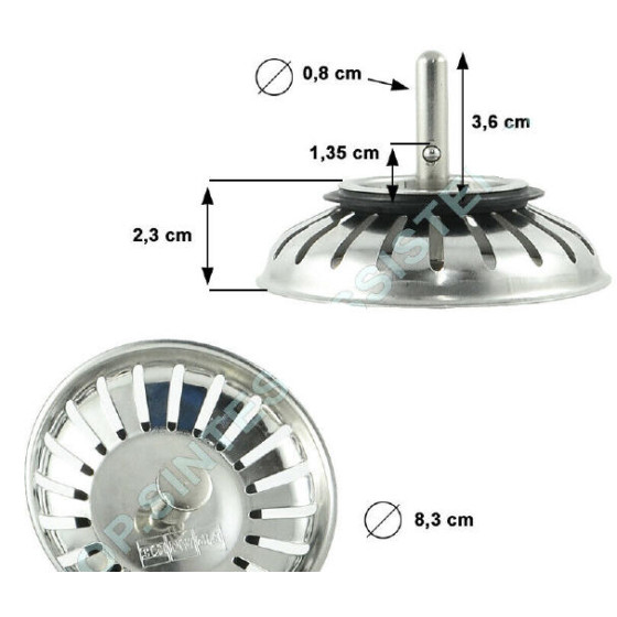 1981388, 1330041937 TAPPO LAVELLO FRANKE FUTURA LOGICA diametro cestello 83mm, altezza cestello 26mm distanza gambo fino alla p