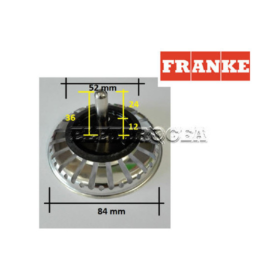 TAPPO LAVELLO FRANKE 1330042853, 1330042867, 1920059 diametro cestello 83mm, altezza cestello 18mm, dista. gambo fino alla pall