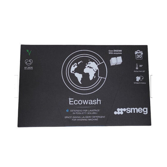 ECOWASH Detersivo per lavatrice in foglietti solubili Ecowash originale SMEG 30 FOGLI si può utilizzare per il bucato, sia a ma